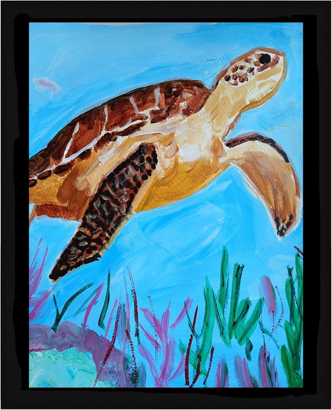 Abstract/Expressionism Sea Turtle 11×14 One of a Kind Street Art Painting