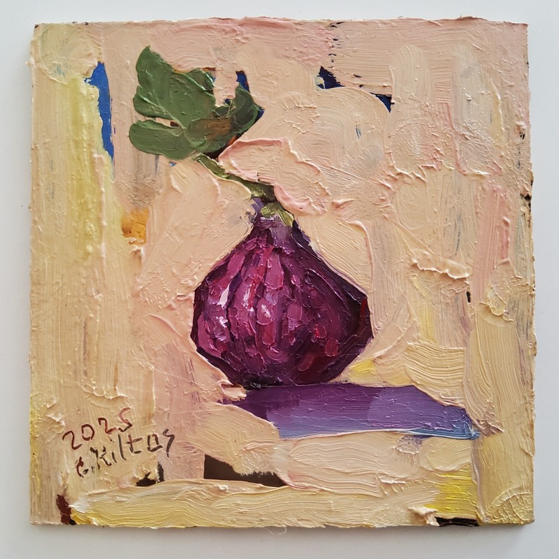 Original Ripe Figs Painting Oil Art Still Life Semi Abstract Modern Wall Artwork