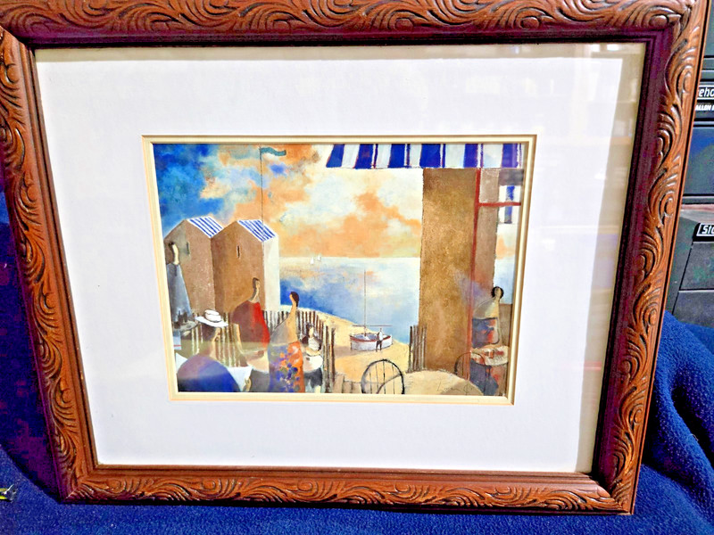 17″X14″ABSTRACT SEAPORT-ART- LANDSCAPE-print-signed by artist