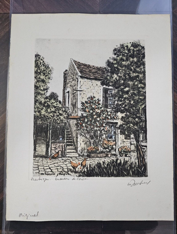 Signed Etching Barbizon La Maison Corot Historic French Art Print (Sheet Only) gallery