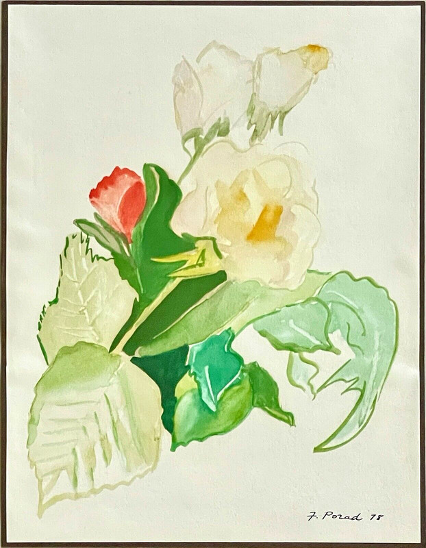 Original Signed FRANCINE PORAD Floral Watercolor Painting By Haiku Tanka Poet