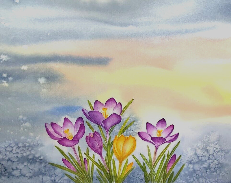 Original Watercolor Painting 16×12 In Spring Flowers Yellow Flowers Wall Art