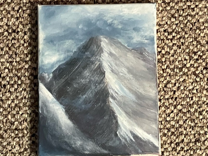 Mountain Landscape Original Painting, Impressionism Small Unframed Canvas
