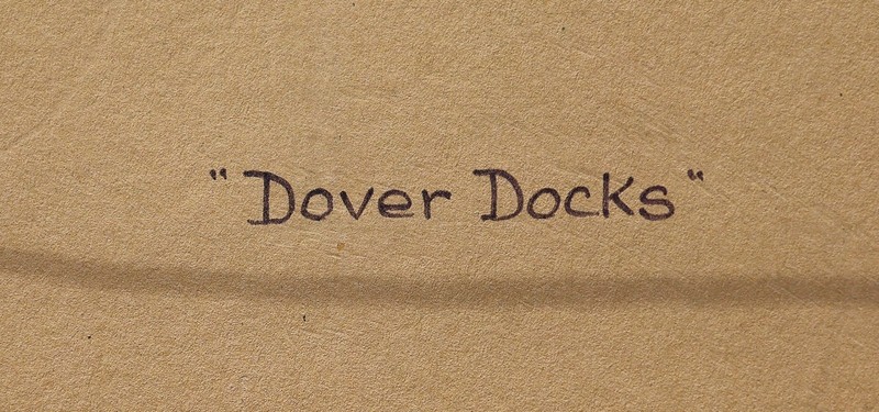 Joan Jackson, Folkstone Kent,"Dover Docks" Oil on Board Painting INDUSTRIAL gallery