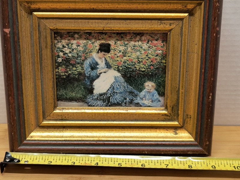 CLAUDE MONET COLOR PRINT OF "CAMILLE MONET AND A CHILD IN THE GARDEN" Framed VTG gallery
