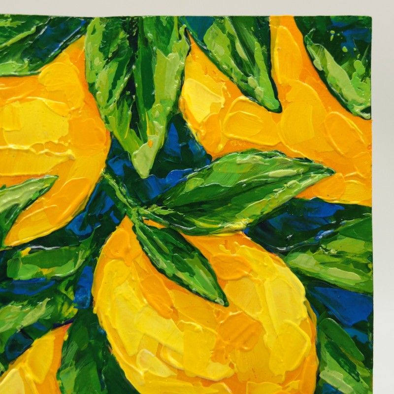 Lemon Acrylic Painting Original Fruit Art Still Life Signed Colors Lemons Mini gallery