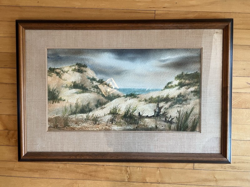 Original Signed Anne Connolly Water Color 30.5 X 20.5 Framed Beach Scene