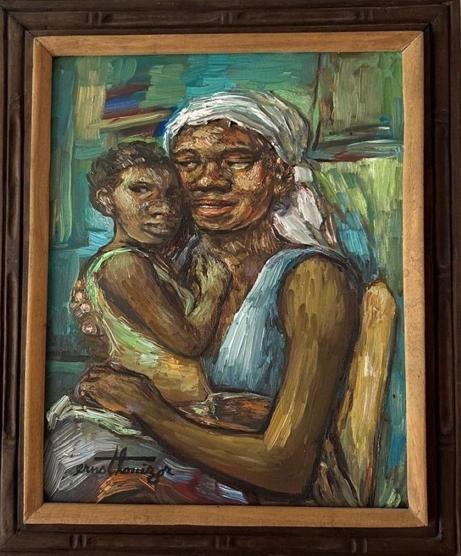 Vintage Haitian Painting by Ernst Louizor 16×20 signed & framed
