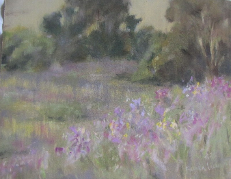Original Pastel Painting of a Park In Santa Barbara, Ca. Landscape
