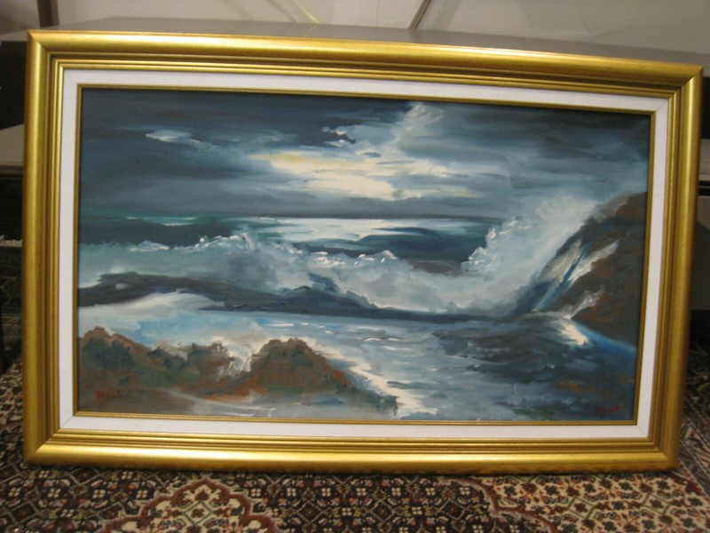 Beautiful Original Oil on Canvas Painting, Signed in Hebrew Rivka, Framed
