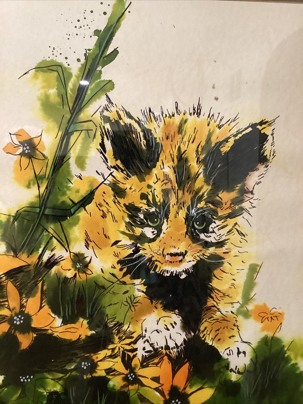 Paul Richards( b. 1949 ) Vintage Watercolor Painting “Lion Cub “ gallery