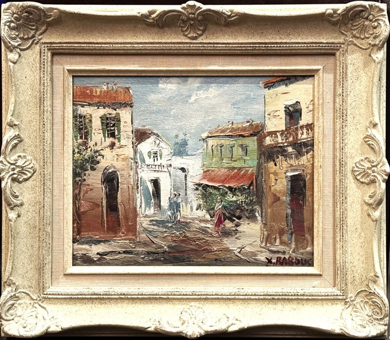 Xavier Rabous (Australian), VTG MCM Impress. O/B «European Street Scene», Signed