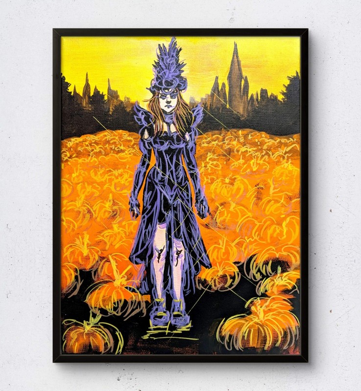BirkeloART 12×16 Contemporary Acrylic Painting Signed Steam Inspired Cinderella