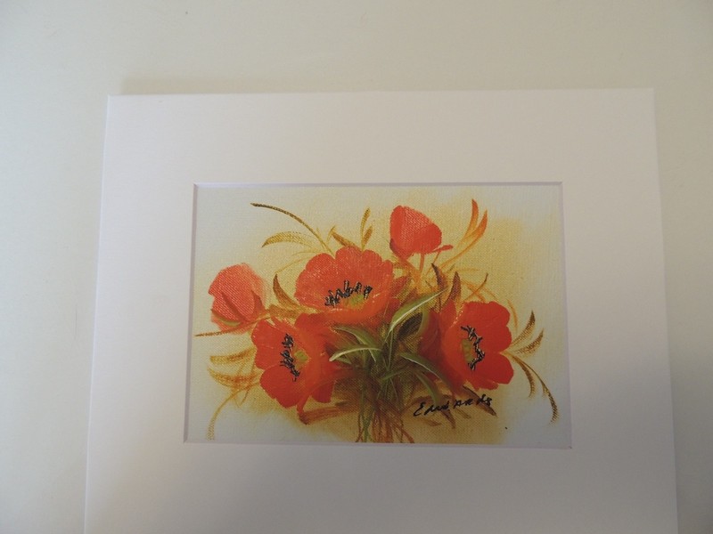 Flower Bouquet Red Poppies Matted by Edwards (AW019)