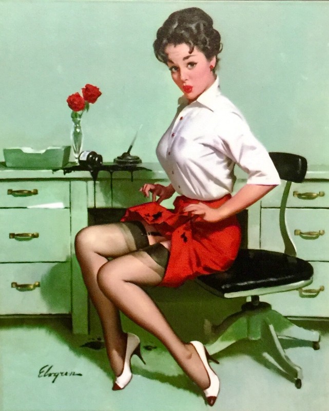 Gil ELVGREN Pinup SKIRTS AHOY Original Painting UPSKIRT Pin-Up Stockings SAILING gallery