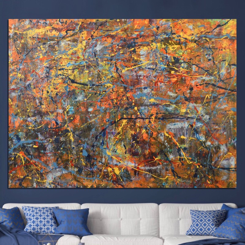 Pollock/Richter style￼ Professional Painting 81” X 62”(6ft 9in)Abstract Modern gallery