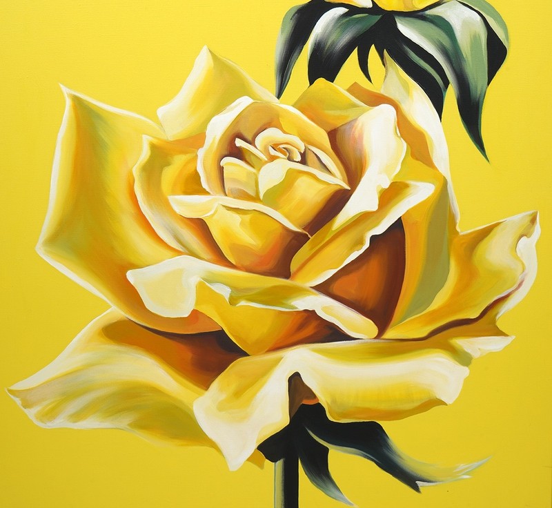 Orginal Lowell Nesbitt 'Two Roses' Painting with Gallery Label gallery