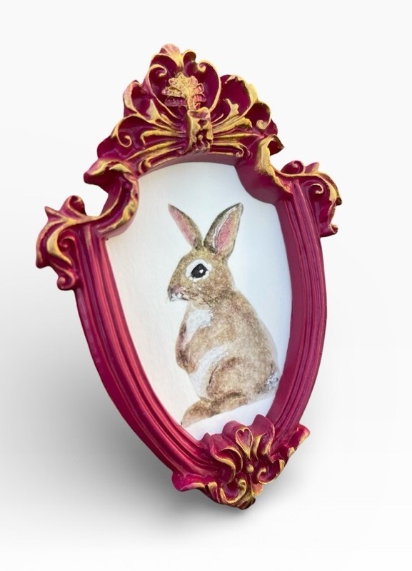 Bunny Rabbit mini watercolor animal print • vintage ornate frame gallery