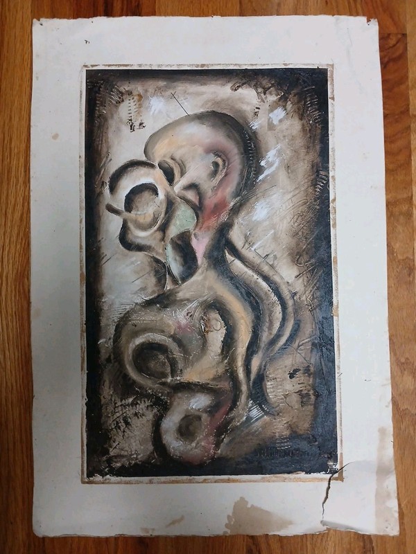 Vintage Signed Goth Original Oil Painting 19×27 Unknown Artist (OOAK) 1994