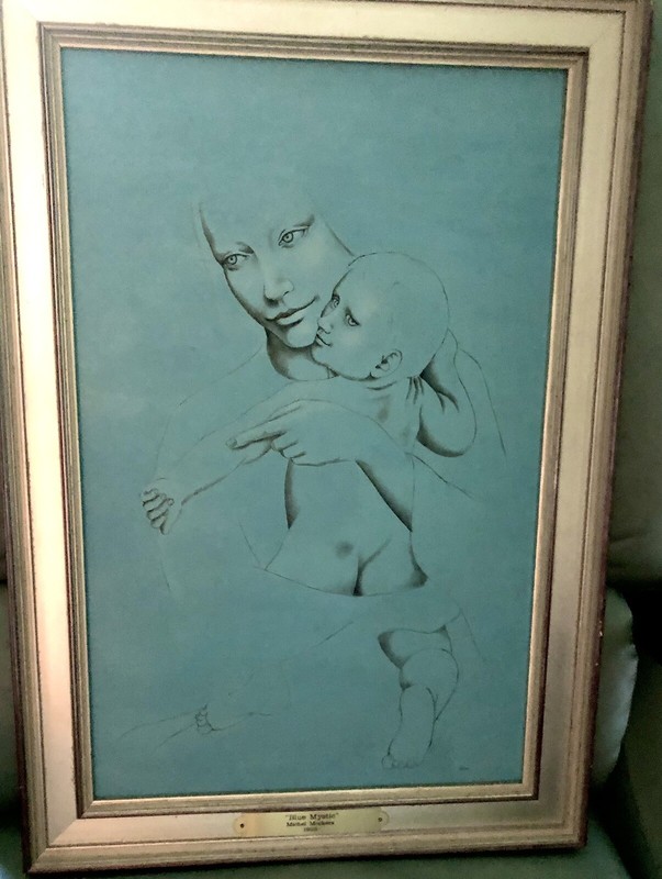 RARE FRESCO “BLUE MYSTIC” Michel Mockers 1922-2023 RENOWN FRENCH LISTED ARTIST