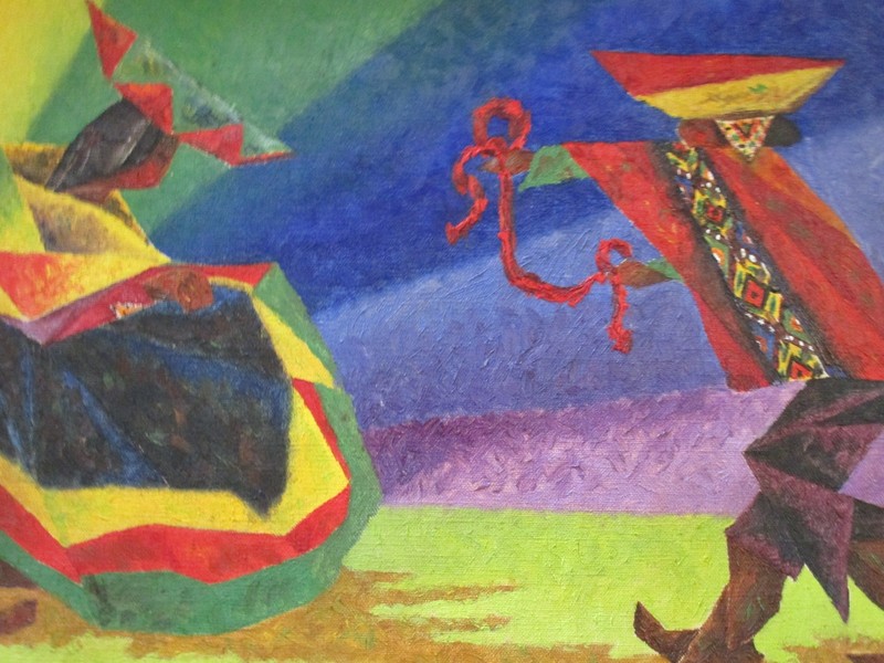 DORIS SAENZ PAINTING ABSTRACT EXPRESSIONIST MODERNISM MID CENTURY NATIVE DANCE gallery