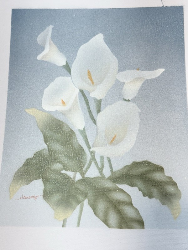 Still Floral White Calla Lillies Painting On Canvas 11.5x13.75 8x10