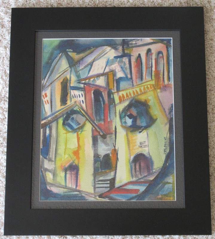 Mid Century Modern Painting Modernism Urban Expressionism Street Scene Vintage