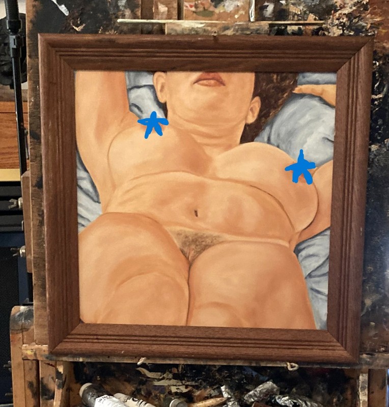 » Reclining » VANWINKLE ORIGINAL NUDE woman oil painting 16×16 Framed, signed