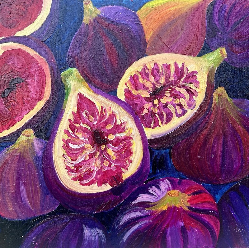 Still Life Painting Set | Peaches, Figs, Chili Peppers, Fish gallery