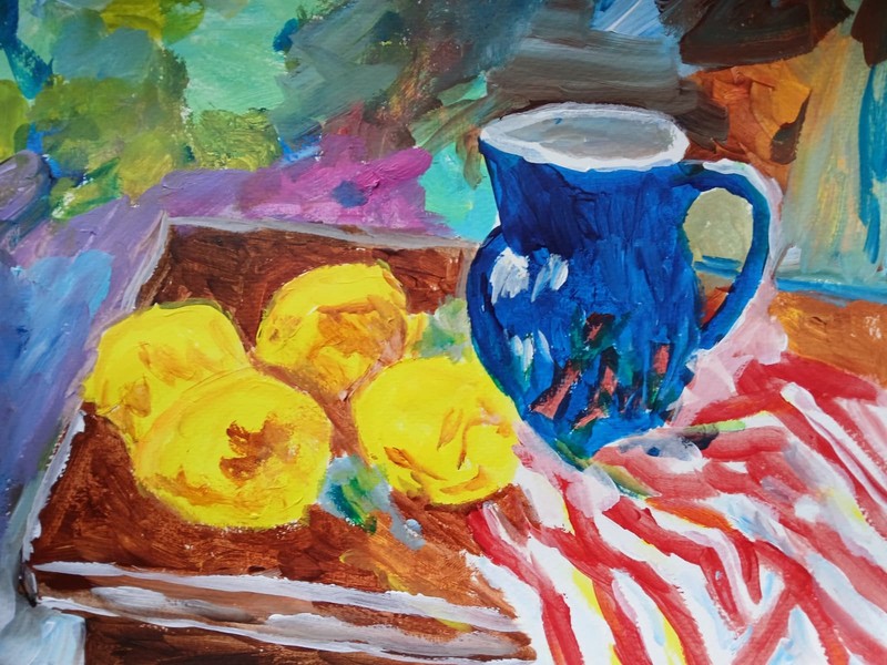 Abstract/Impressionism Lemonade Service 11x14 Handmade Colorful Art Painting gallery