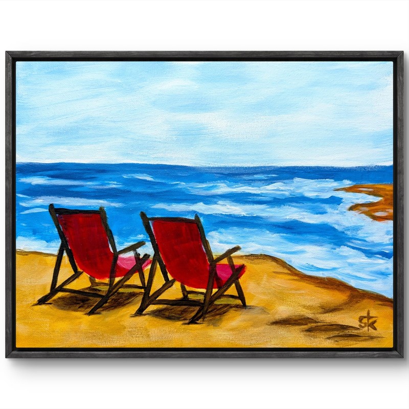 Original Vibrant 11×14 Seascape Acrylic Canvas Painting Signed Art Home Decor
