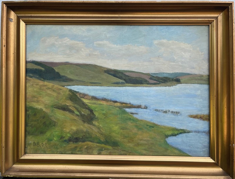 Impressionist Wide Coastal Landscape Oil Painting 1929 Dated