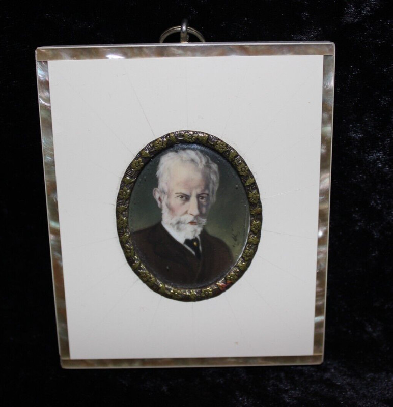 Portrait Magnifying Glass Painting Peter Tchaikovsky Miniature Painting