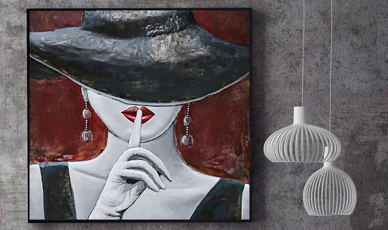 Elegant Woman Metal Canvas Wall Art for Living Room 3-Dimensional Work gallery