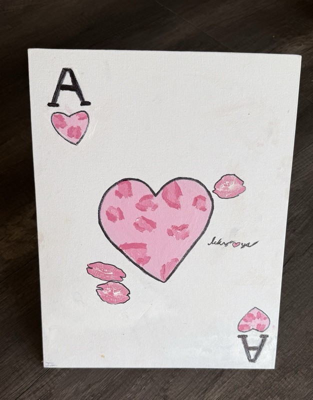 11×14 Ace Of Heart Decorative Painting In Pink