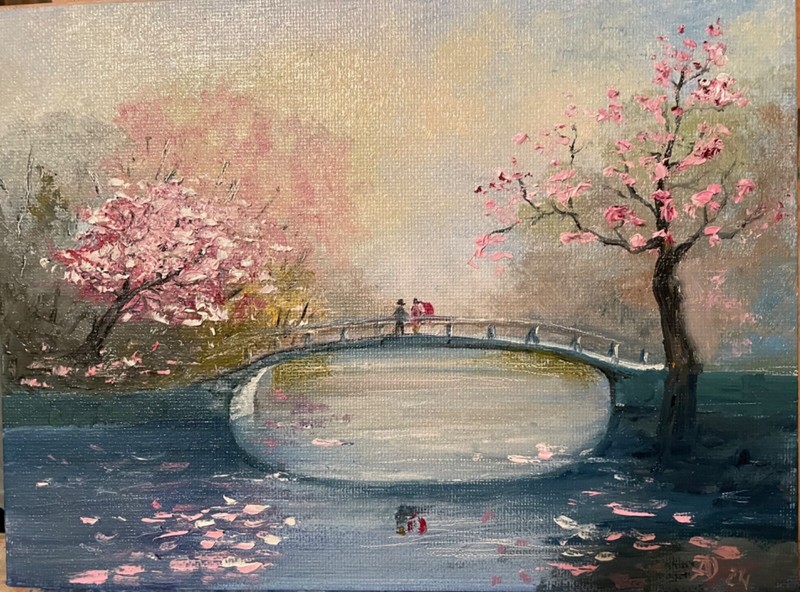 Accidental Encounter Original Painting Oil 8×6″Bridge Scenery Artwork Decor eBay
