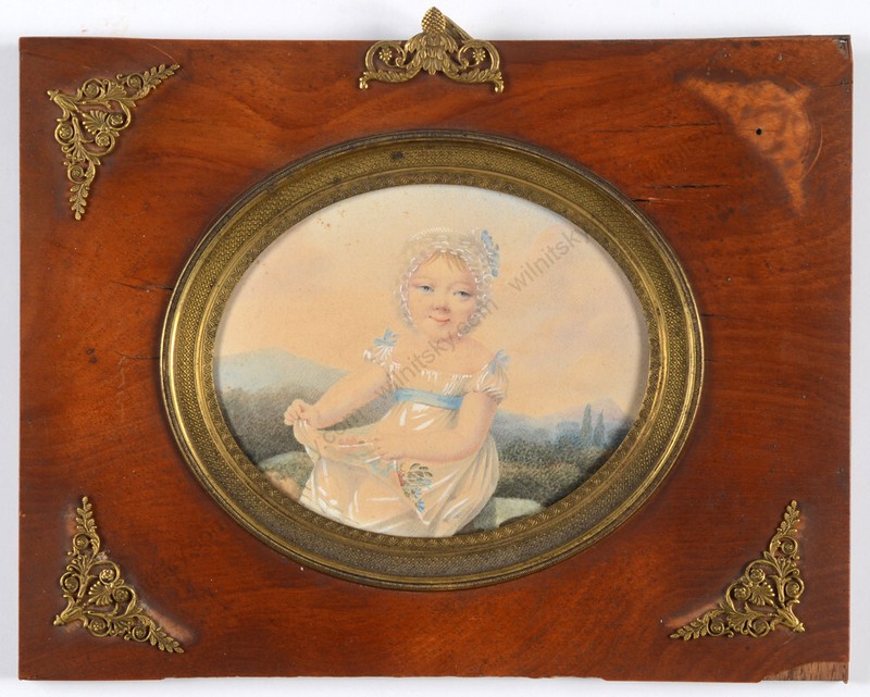 Jean-Baptiste Isabey (1767-1855) «Little child in landscape»; superb miniature
