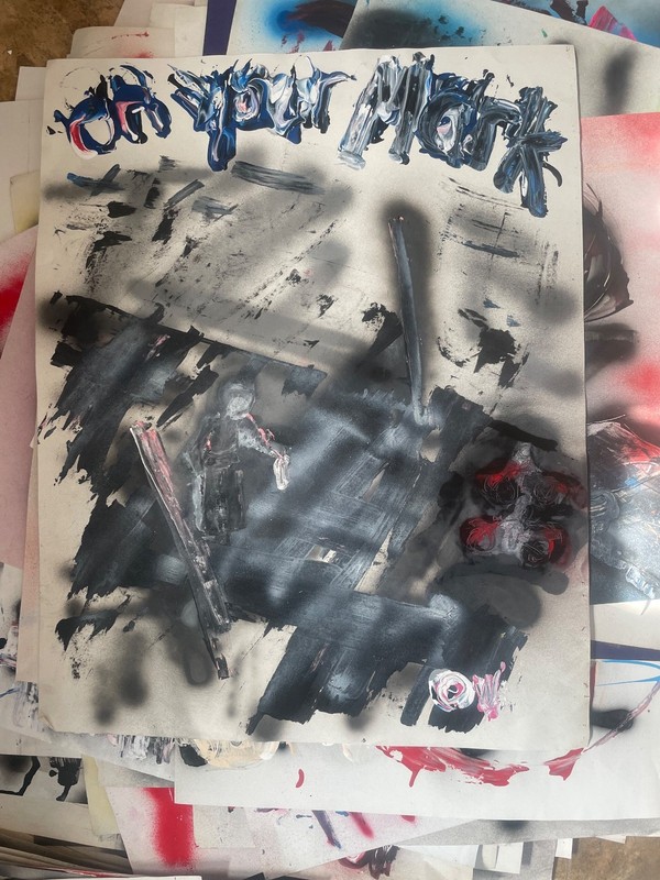 Painting art new Ody West “Motocross”graffiti acrylic spray paint original 22×28