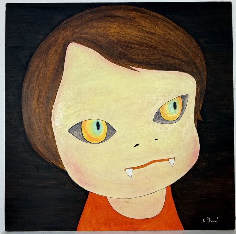 Yoshitomo Nara (Handmade) Oil On Canvas Signed & Stamped Painting