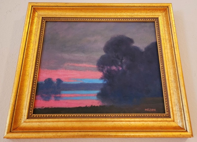 American Southwest Landscape Original Painting Sunset in Beautiful Gold Frame gallery