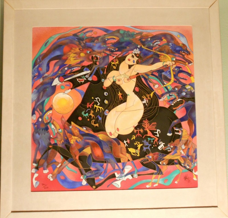 1990 «Huntress» 34 x 34 Serigraph by Jiang Tiefang