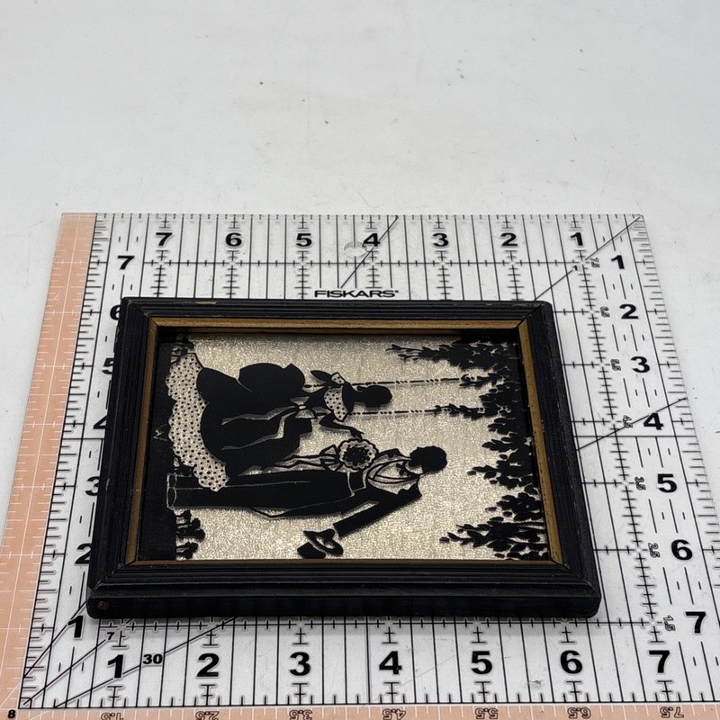 Vintage Resverse Painting Silhouette Art Victorian Couple On Swing Cottage Core gallery