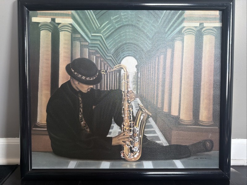 Painting By June Marie Lithograph On Canvas African American Art 20×24
