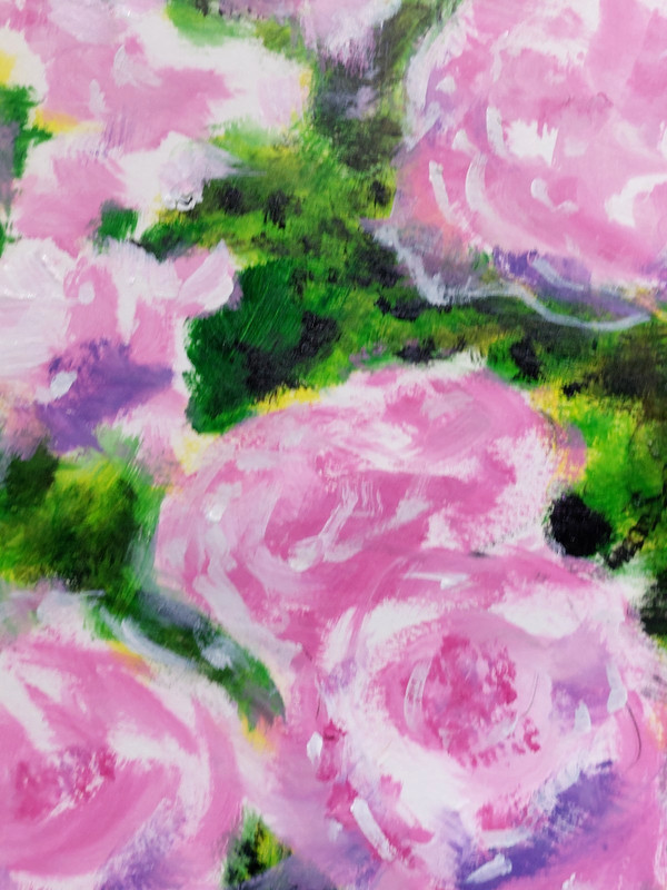 LOVELESS - "PINK & YELLOW ROSES" 11 x 14 acrylic on paper living room decor COA gallery