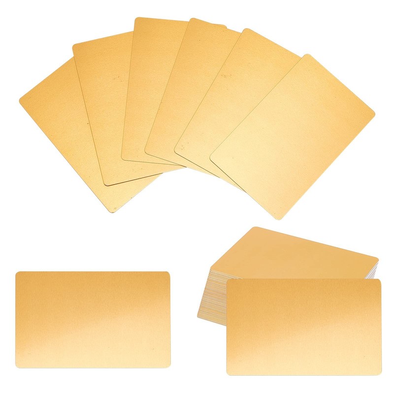 50pcs 0.4mm Thick Metal Business Card, 8.6x5.4cm Gold Aluminium Blank Nam...