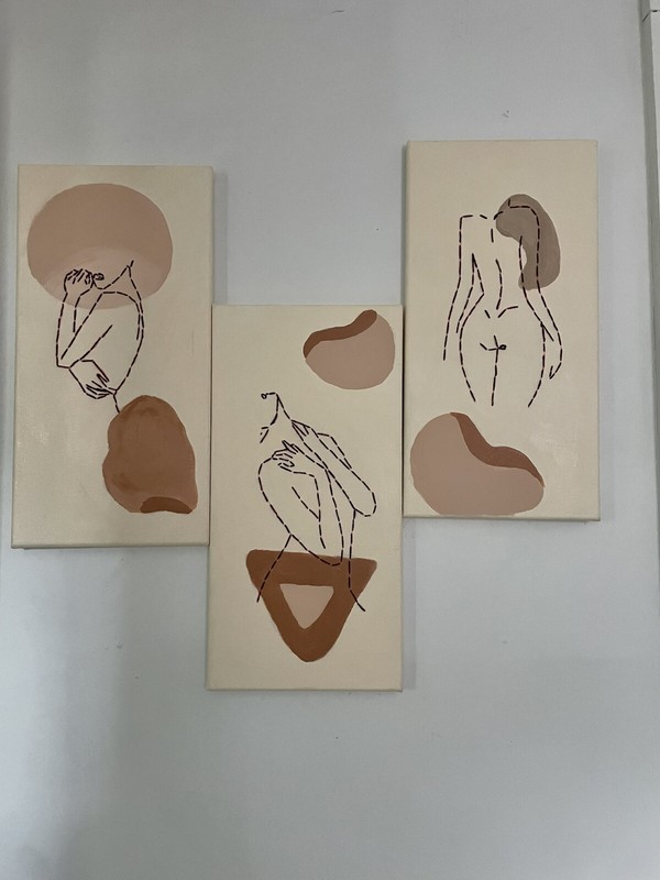 acrylic painting on canvas With Thread