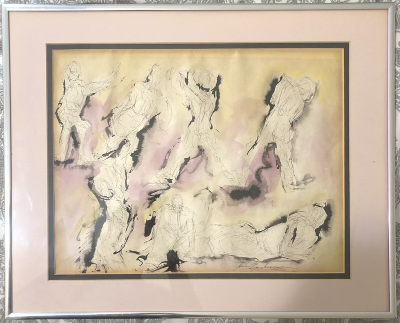 MCM VTG Signed Anne Zuckerman Abstract Mixed Media On Canvas