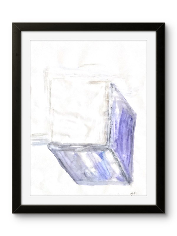 Color Block Blue Square 3 of 4 Geometric Abstract Bold Shape 11x14 Paper
