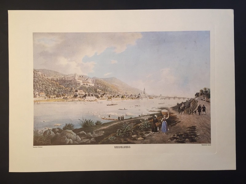HEIDELBERG LITHOGRAPH 1828 GUSTAV KRAUS FORMAT 42x30 cm - - FACSIMILE 1960