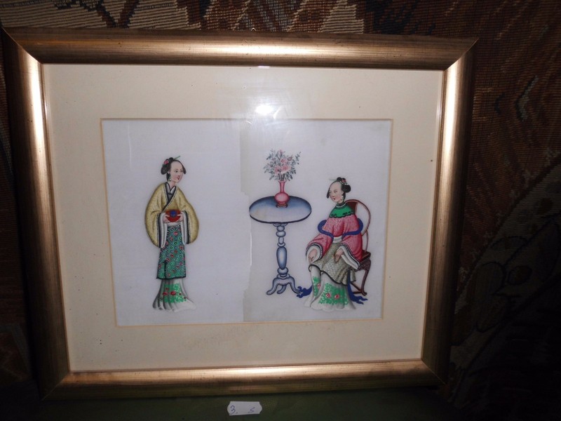 Japanische Reispapier Malerei um 1900 Asiatika Japan Handzeichnung